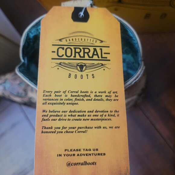 New Corral Sand & Turquoise Women's Embroidered Western Boots - Size 7M - Picture 7 of 7